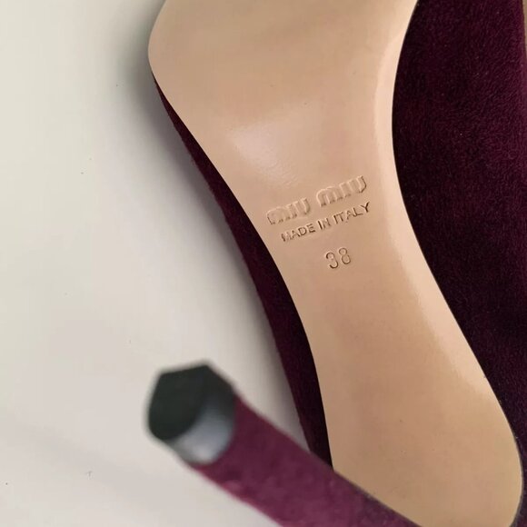 NEW Women's MIU MIU Plum Suede Slingback Sandals in Size 38 - Picture 9 of 9